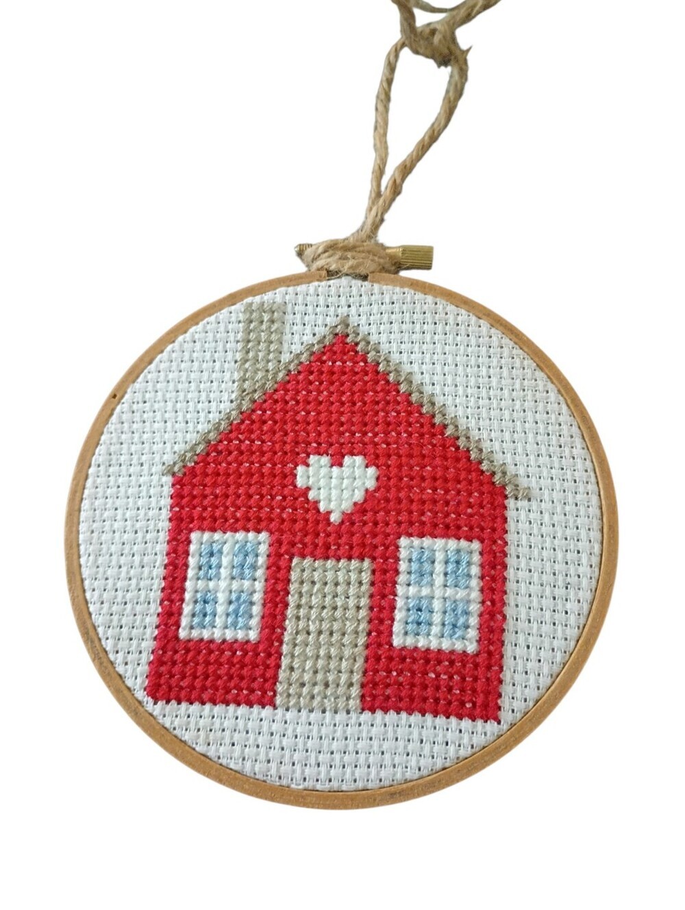 Handmade "Country Living Tiny House" Embroidered Hoop